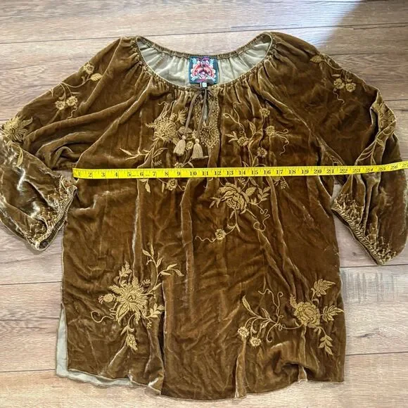 Johnny Was Velvet Tunic Peasant Blouse Large - Picture 10 of 14